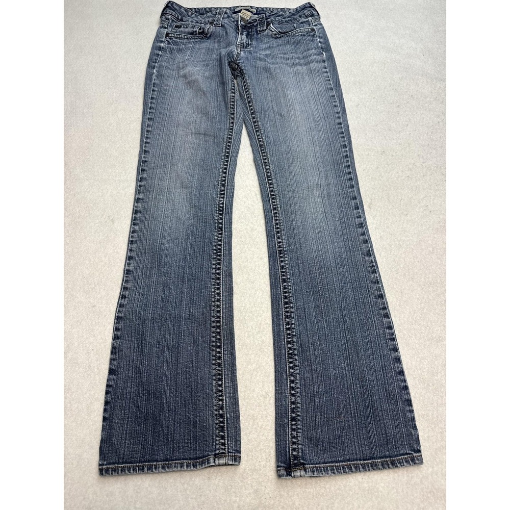 Refuge Jeans Womens 7 Blue Medium Wash Bootcut Embroidered Stretch‎ Denim